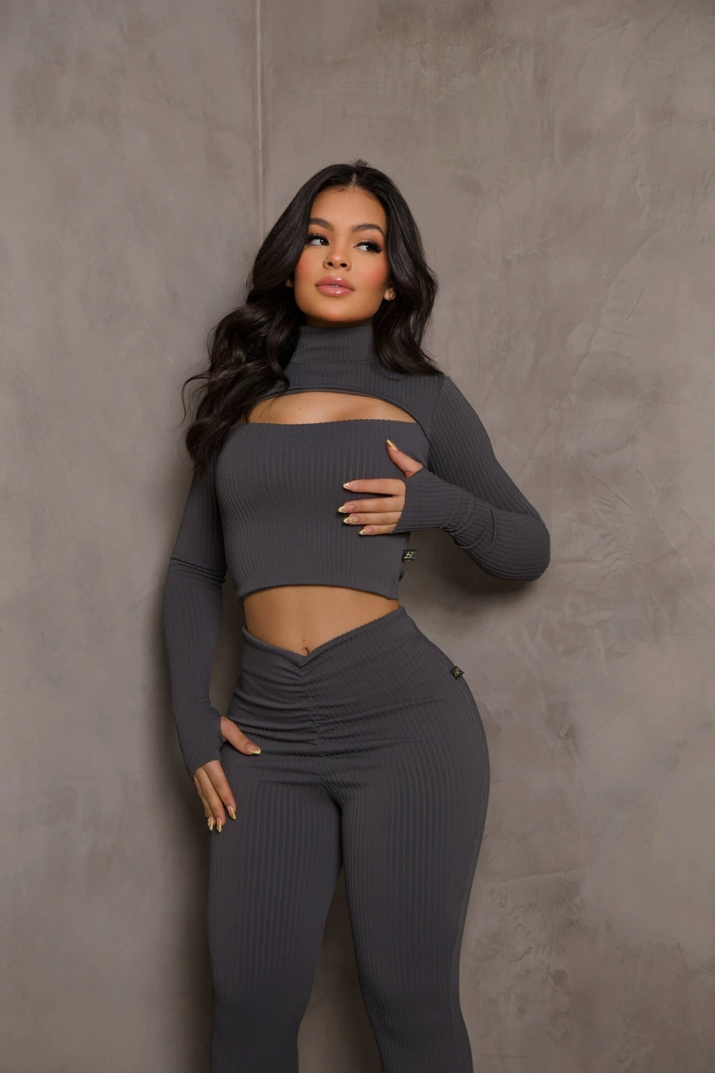 Conjunto canelado manga longa LR